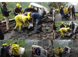 सोनप्रयाग में वाहन पर मालवा गिरने से 10 लोग घायल, एक महिला की मौत ख़बर